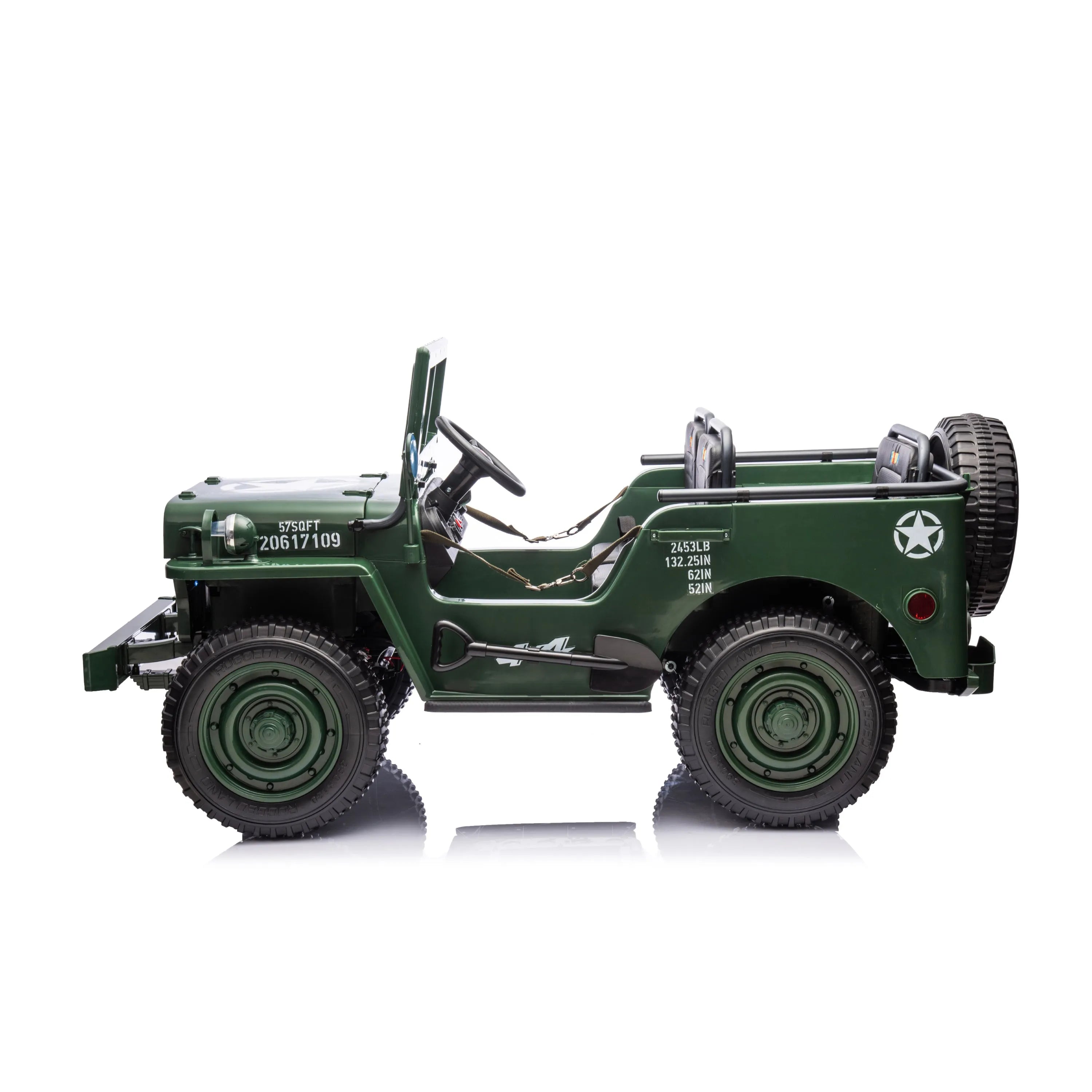 24V Freddo Military Willy Jeep 3 Seater Electric Ride on - Freddo Toys