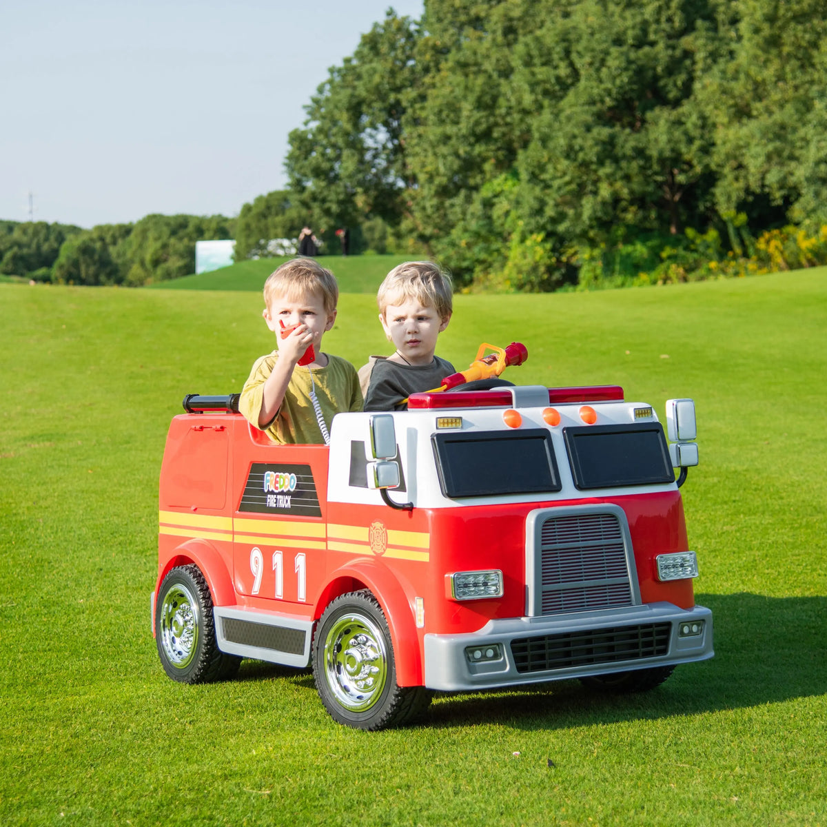 24V Freddo Fire Truck 2-Seater Ride on – Freddo Toys