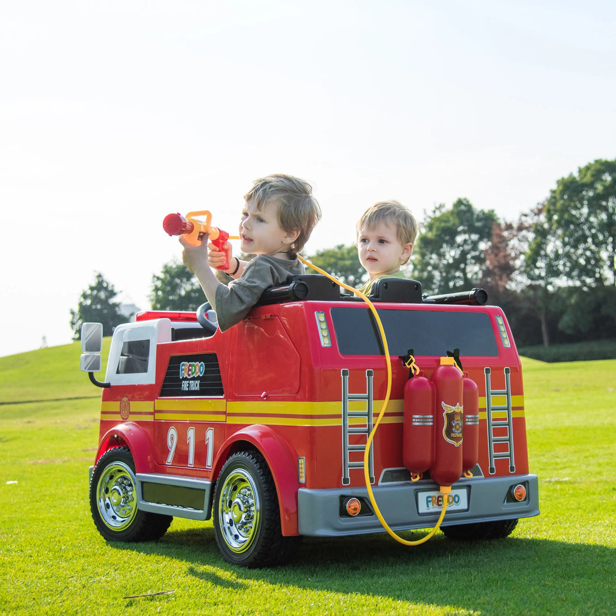 24V Freddo Fire Truck 2-Seater Ride on – Freddo Toys