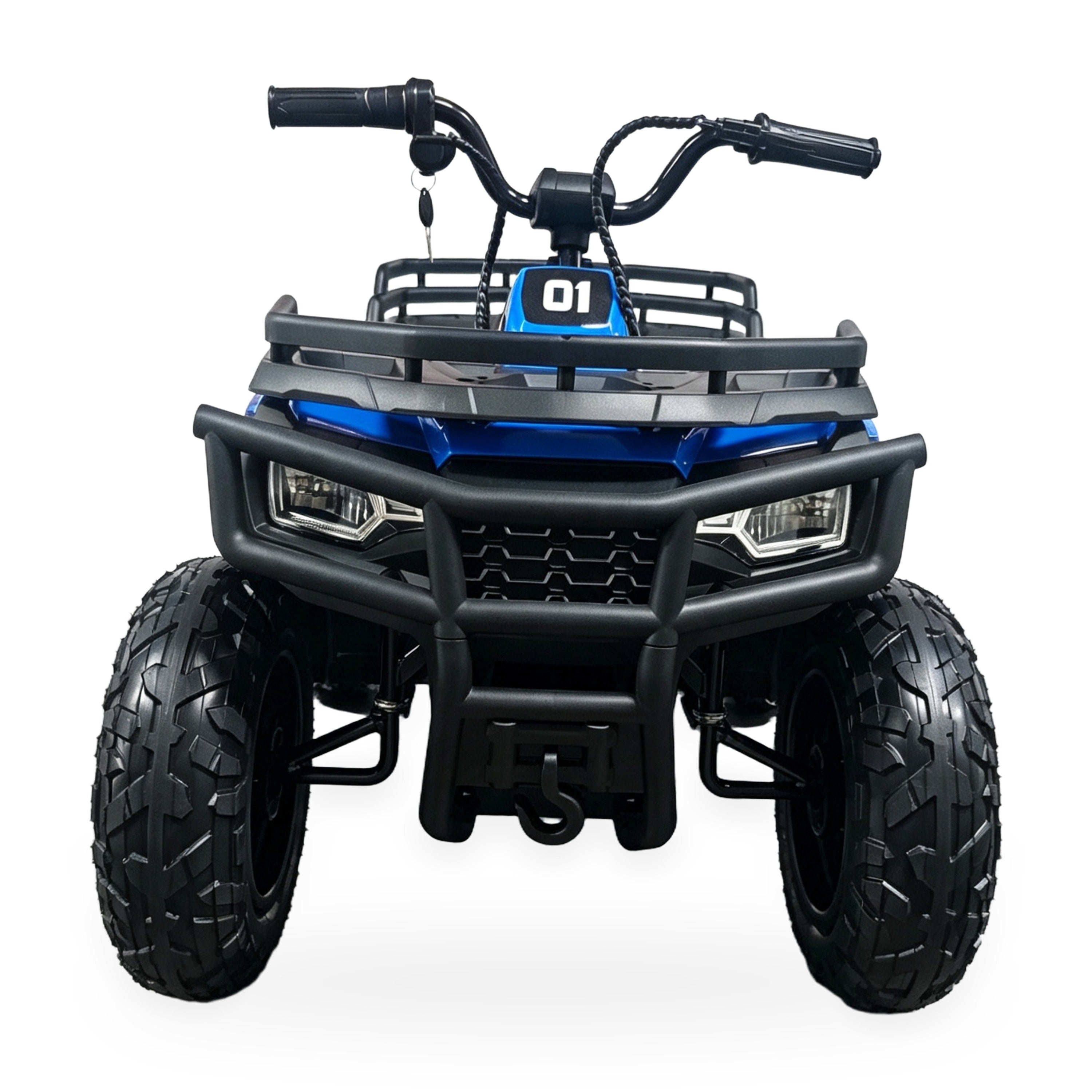 24V Freddo Pioneer Kids Electric ATV with Brushless Motor, Air Tires & Suspension - Blue