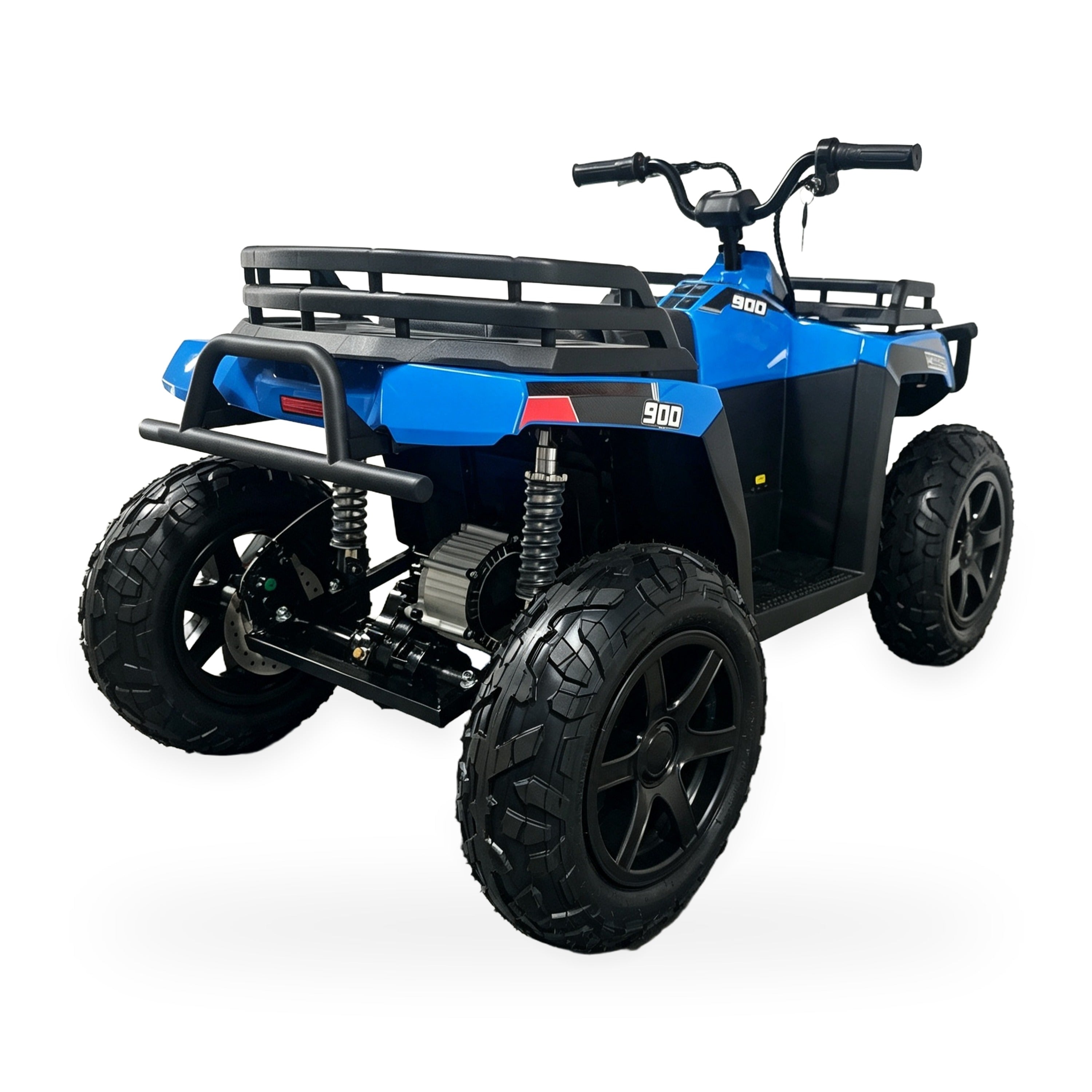 24V Freddo Pioneer Kids Electric ATV with Brushless Motor, Air Tires & Suspension - Blue