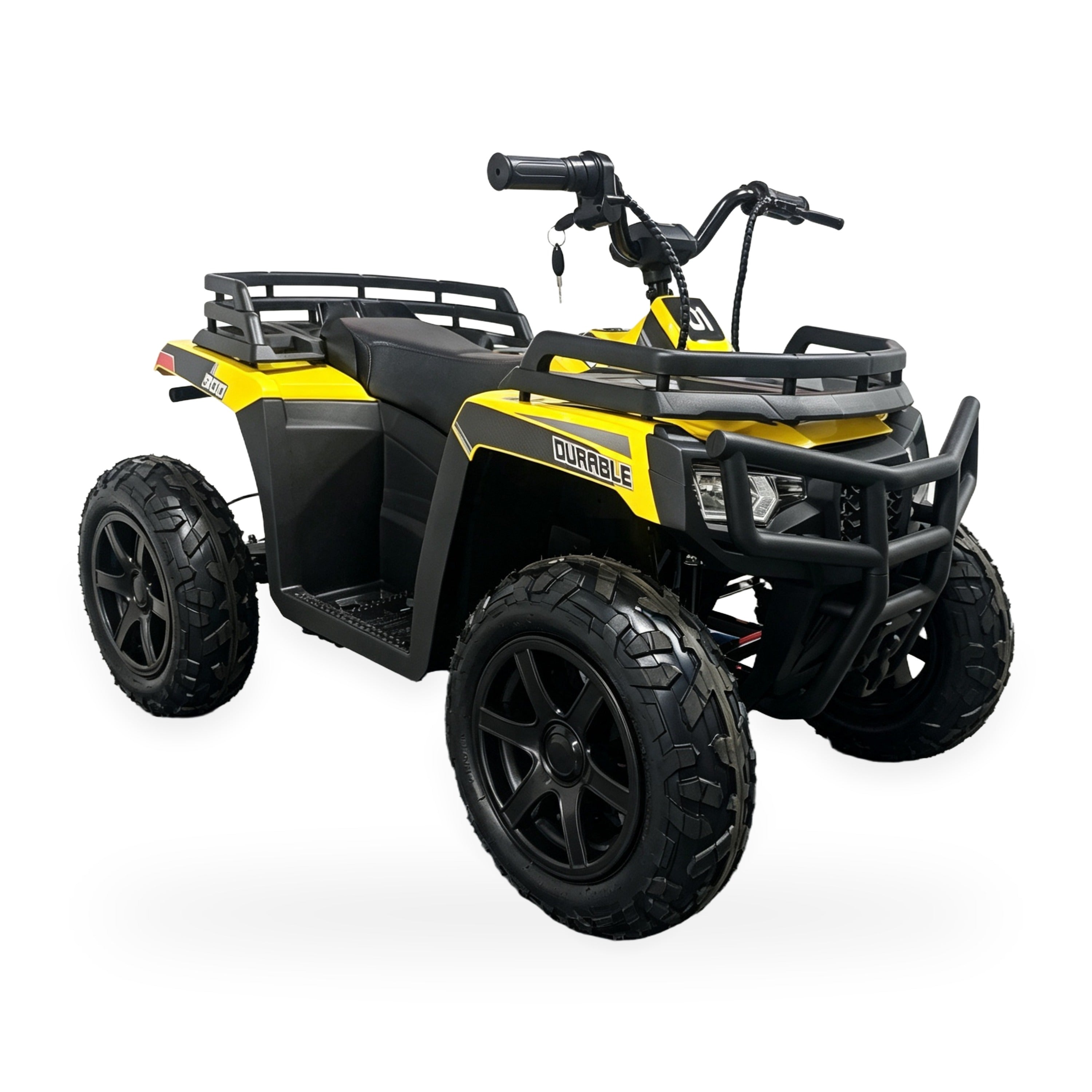 24V Freddo Pioneer Kids Electric ATV with Brushless Motor, Air Tires & Suspension - Yellow