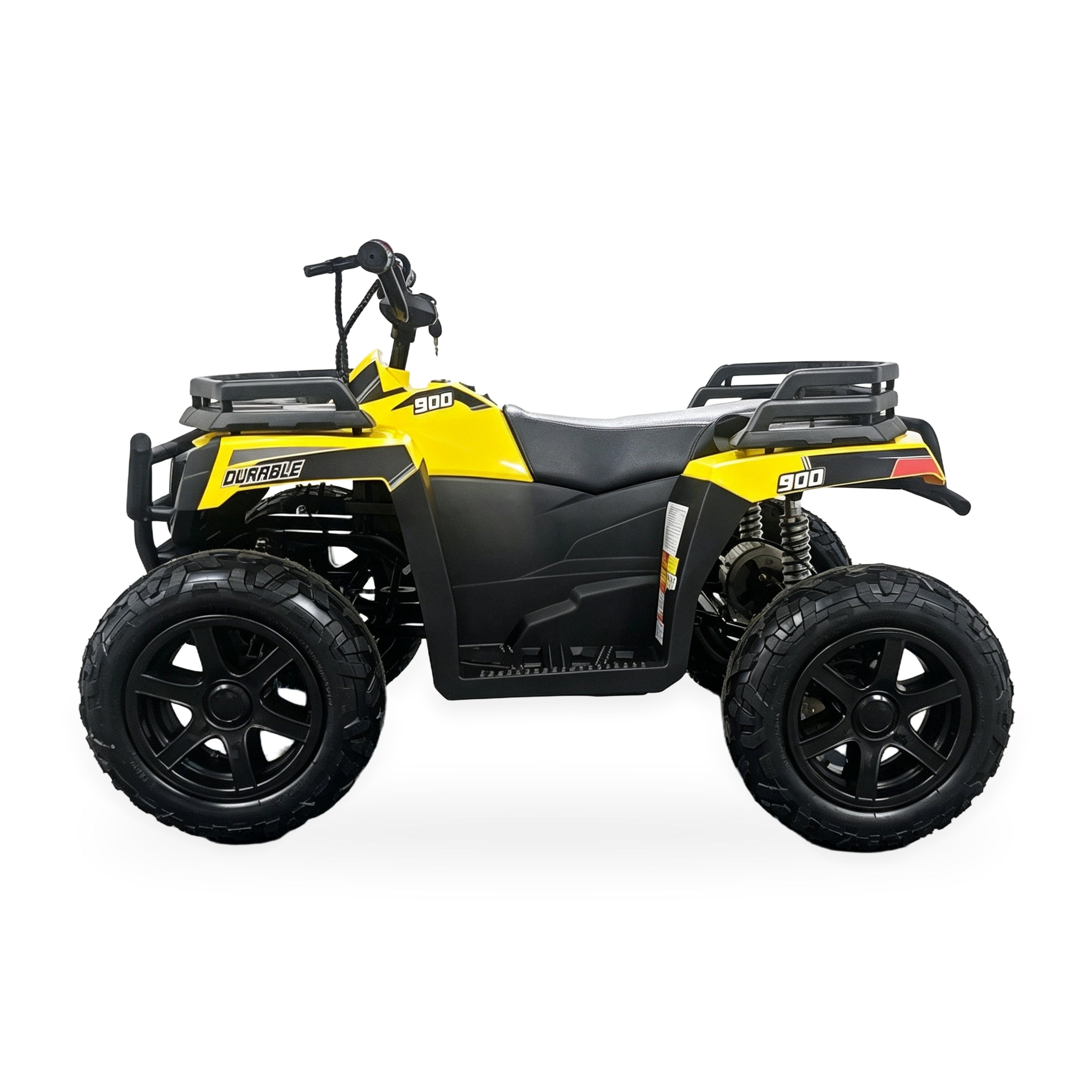 24V Freddo Pioneer Kids Electric ATV with Brushless Motor, Air Tires & Suspension - Yellow