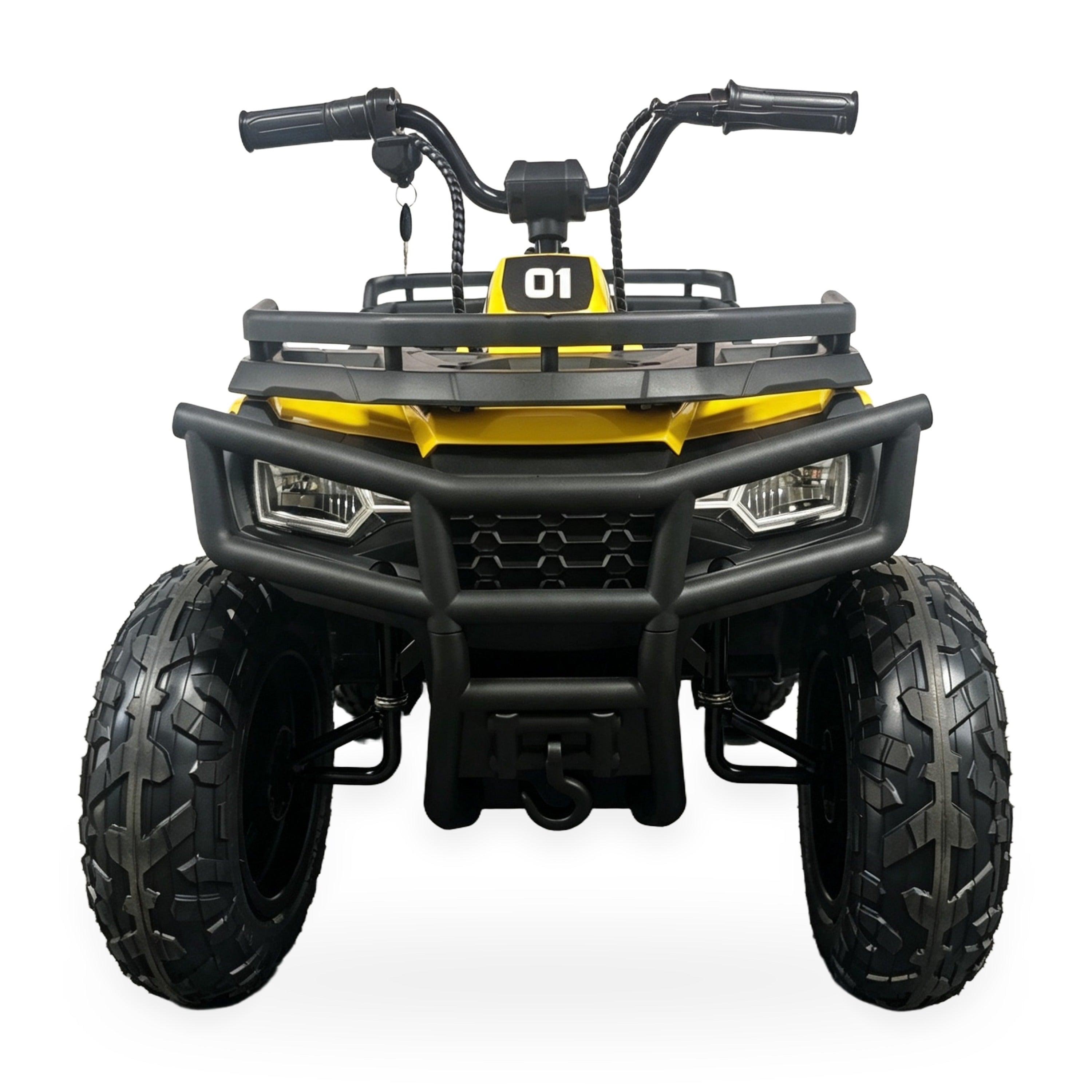 24V Freddo Pioneer Kids Electric ATV with Brushless Motor, Air Tires & Suspension - Yellow