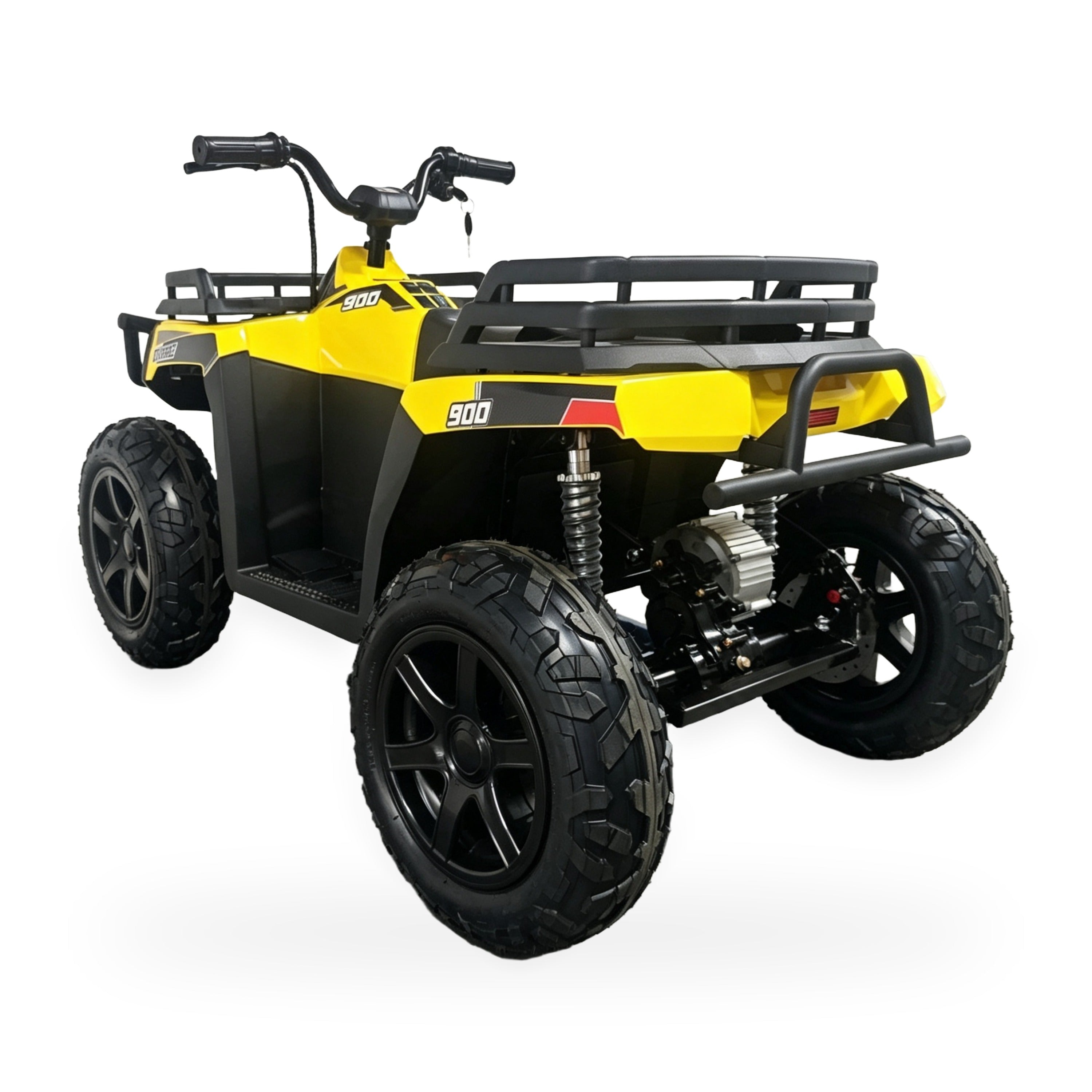 24V Freddo Pioneer Kids Electric ATV with Brushless Motor, Air Tires & Suspension - Yellow