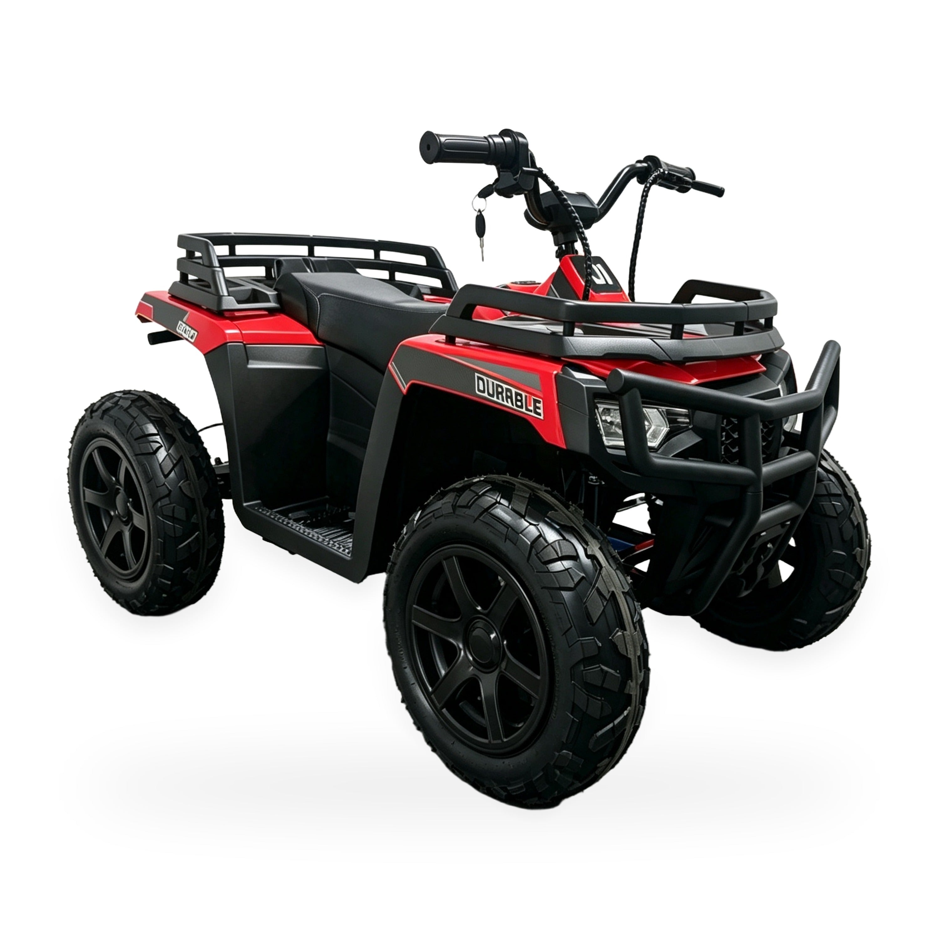 24V Freddo Pioneer Kids Electric ATV with Brushless Motor, Air Tires & Suspension - Red